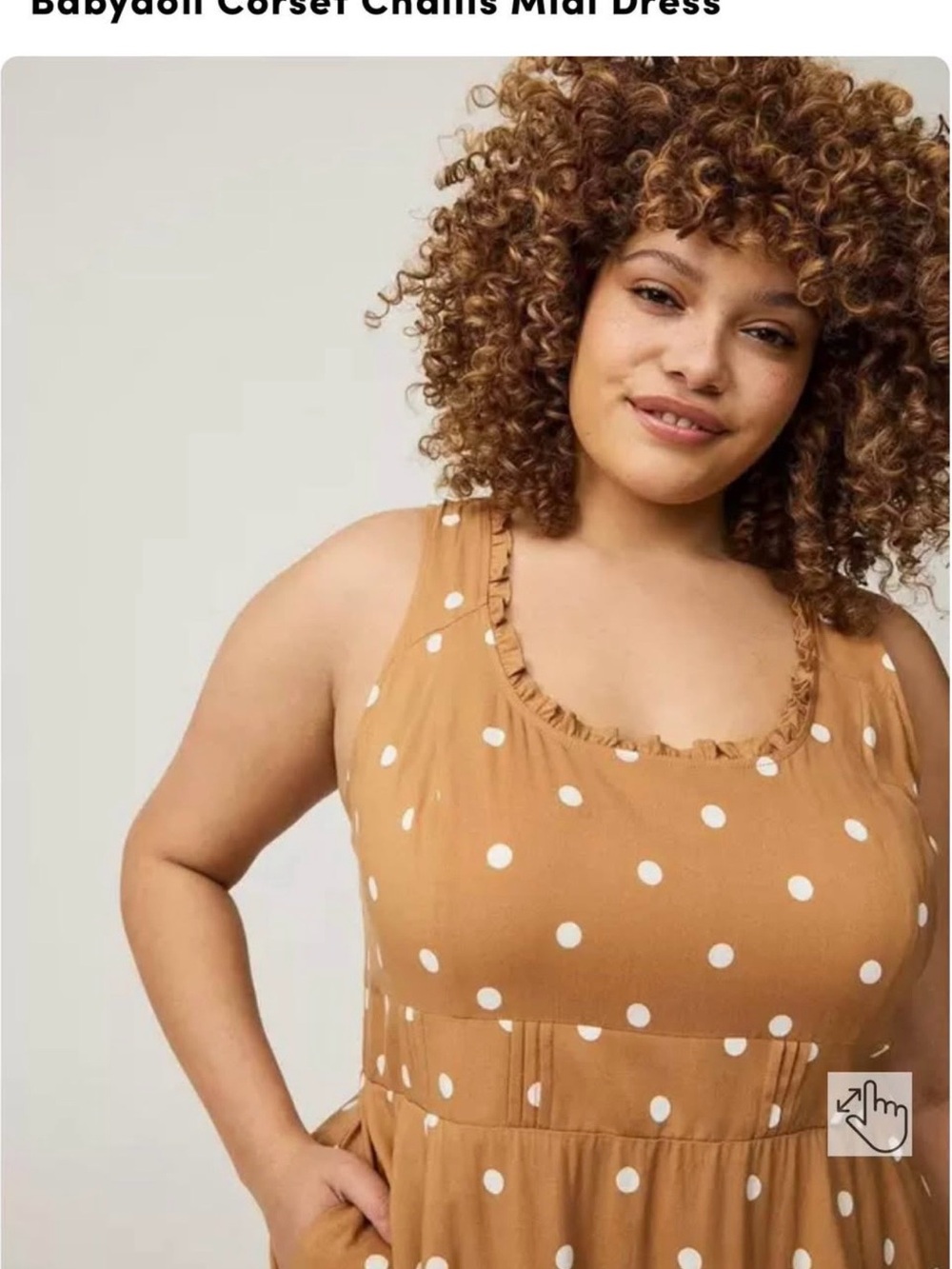 torrid NWT Camel Polka Dot Sleeveless Midi Dress - Picture 6 of 7